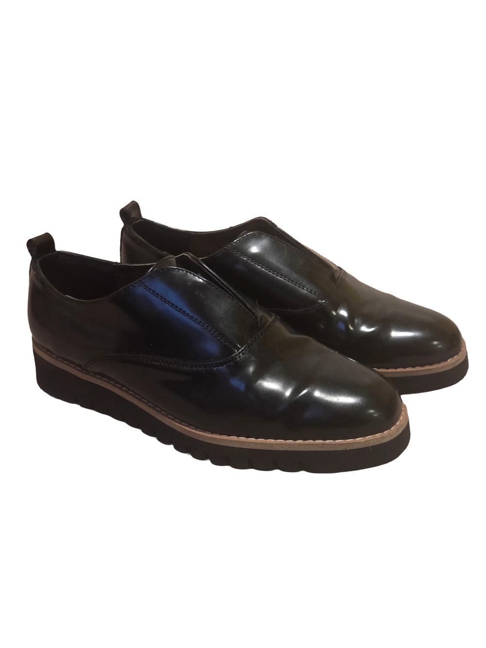 Zara Black Patent Leather Loafers